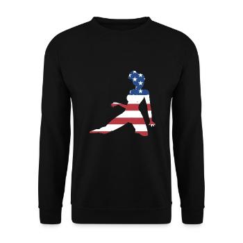 Gymnast Us Flag Rhythmic Gymnastics - Unisex Sweatshirt - black - Front - Alina (178cm) & Michal (187cm)