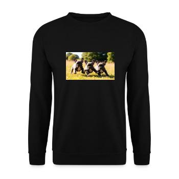 French Bulldog Welpen verspielt mit schönen Augen - Unisex Pullover - Schwarz - Vorne - Alina (178cm) & Michal (187cm)