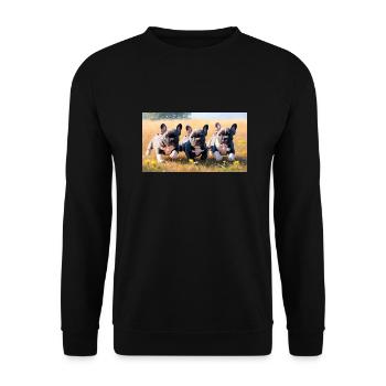 French Bulldog Welpen verspielt mit schönen Augen - Unisex Pullover - Schwarz - Vorne - Alina (178cm) & Michal (187cm)