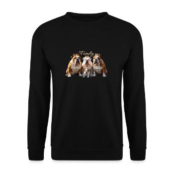 Old english Bulldog Familie mit krone - Unisex Pullover - Schwarz - Vorne - Alina (178cm) & Michal (187cm)