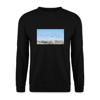 Über den Wolken Vögel - Unisex Pullover - Schwarz - Vorne - Alina (178cm) & Michal (187cm)