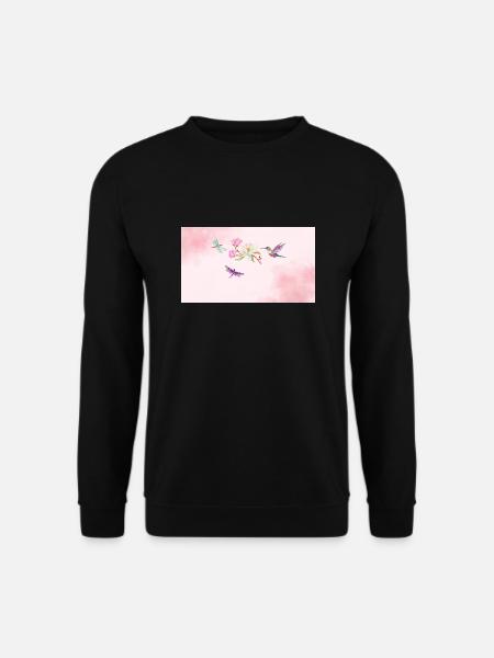 Beautiful bird with flies and flower - Sweat-shirt Unisexe - noir