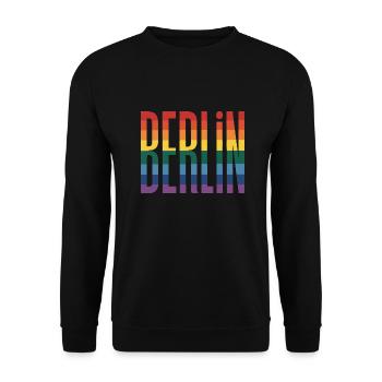 Berlin - Cooles queeres Stadtlogo - Unisex Pullover - Schwarz - Vorne - Alina (178cm) & Michal (187cm)
