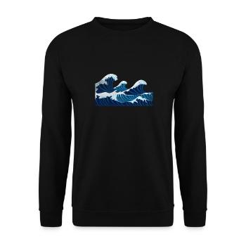 Waves Wave Gift Sea Ocean Water - Unisex Sweatshirt - black - Front - Alina (178cm) & Michal (187cm)
