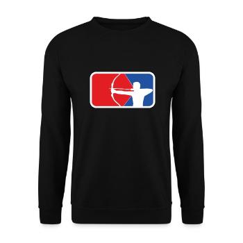Bogensport Archery Geschenk - Unisex Pullover - Schwarz - Vorne - Alina (178cm) & Michal (187cm)