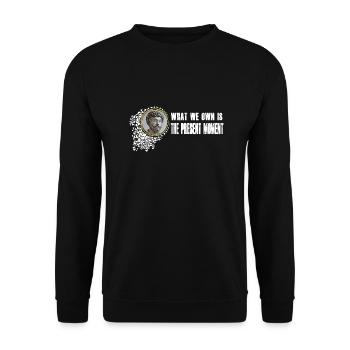 Marcus Aurelius - We own the present moment - Unisex Sweatshirt - black - Front - Alina (178cm) & Michal (187cm)