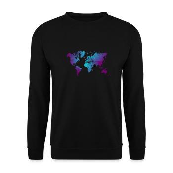 conception de carte du monde cool en bleu et violet - Sweat-shirt Unisexe - noir - Devant - Alina (178cm) & Michal (187cm)