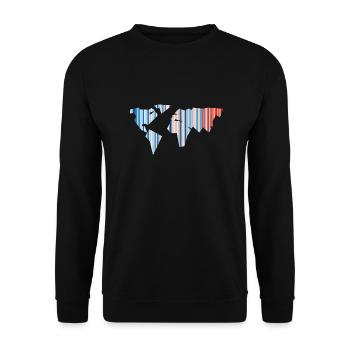 World Map - Climate Change - Warming Stripes - Earth - Unisex Sweatshirt - black - Front - Alina (178cm) & Michal (187cm)