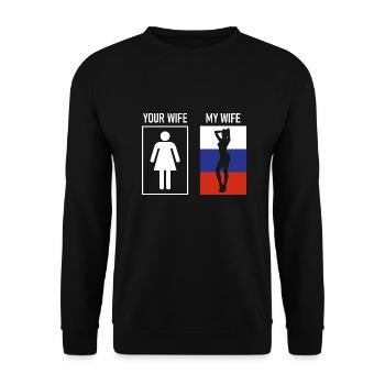 Mon wife cadeau Russie Amour Russe - Sweat-shirt Unisexe - noir - Devant - Alina (178cm) & Michal (187cm)