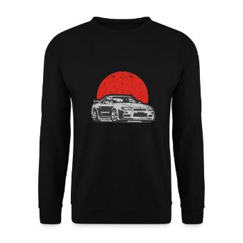 R34 Gift JDM Motorsport Japan Car - Unisex Sweatshirt - black - Front - Alina (178cm) & Michal (187cm)