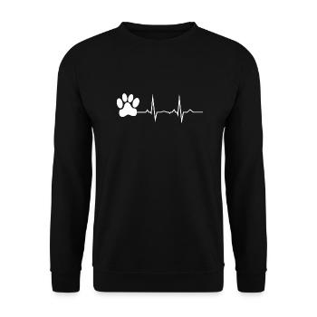 Herzschlag Hund Pfote Hundepfote - Unisex Pullover - Schwarz - Vorne - Alina (178cm) & Michal (187cm)