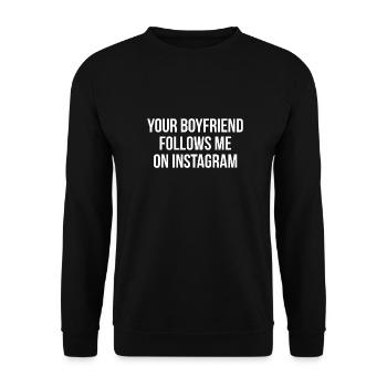 DEIN FREUND FOLGT MIR - Unisex Pullover - Schwarz - Vorne - Alina (178cm) & Michal (187cm)