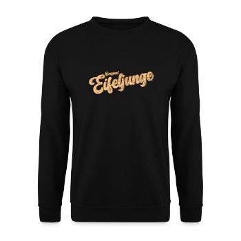Eifelkind Eifel ist Heimat Spruch für Eifeljunge - Unisex Pullover - Schwarz - Vorne - Alina (178cm) & Michal (187cm)