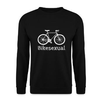 Fahrrad | Fahrradfahrer | Bikesexual | Radfahrer - Unisex Pullover - Schwarz - Vorne - Alina (178cm) & Michal (187cm)