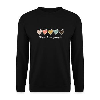 ASL Alphabet American ASL Teacher Sing Language - Unisex Pullover - Schwarz - Vorne - Alina (178cm) & Michal (187cm)