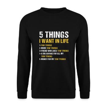 5 Things I Wan't In Life Tow Truck Operator - Unisex Sweatshirt - black - Front - Alina (178cm) & Michal (187cm)