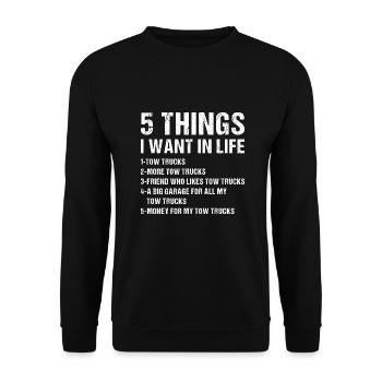 5 Things I Wan't In Life Tow Truck Operator - Unisex Sweatshirt - black - Front - Alina (178cm) & Michal (187cm)