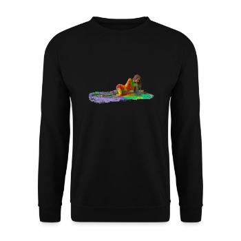 Passion Frau Frauen Regenbogen liegen Leidenschaft - Unisex Pullover - Schwarz - Vorne - Alina (178cm) & Michal (187cm)