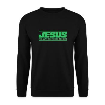 Jesus Spruch Geschenk Religion - Unisex Pullover - Schwarz - Vorne - Alina (178cm) & Michal (187cm)