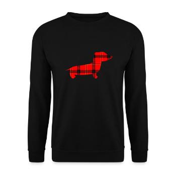 Dachshund in Buffalo Plaid Pattern Christmas Dog Christmas Weih - Unisex Sweatshirt - black - Front - Alina (178cm) & Michal (187cm)