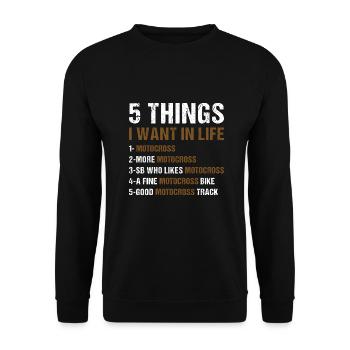 Sport 5 choses que je veux dans la vie Motocross - Sweat-shirt Unisexe - noir - Devant - Alina (178cm) & Michal (187cm)