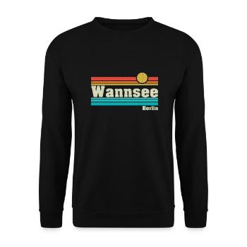 Wannsee Waldbad Wannsee Outfit See Baden - Unisex Pullover - Schwarz - Vorne - Alina (178cm) & Michal (187cm)