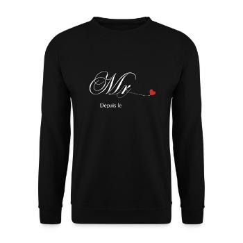 T-shirt personnalisé de couple assorti Mr et Mme - Sweat-shirt Unisexe - noir - Devant - Alina (178cm) & Michal (187cm)