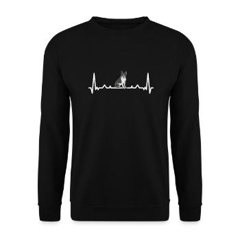 Heartbeat Boston Terrier - Unisex Sweatshirt - black - Front - Alina (178cm) & Michal (187cm)