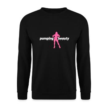 pumping beauty pink und weiss - Unisex Pullover - Schwarz - Vorne - Alina (178cm) & Michal (187cm)