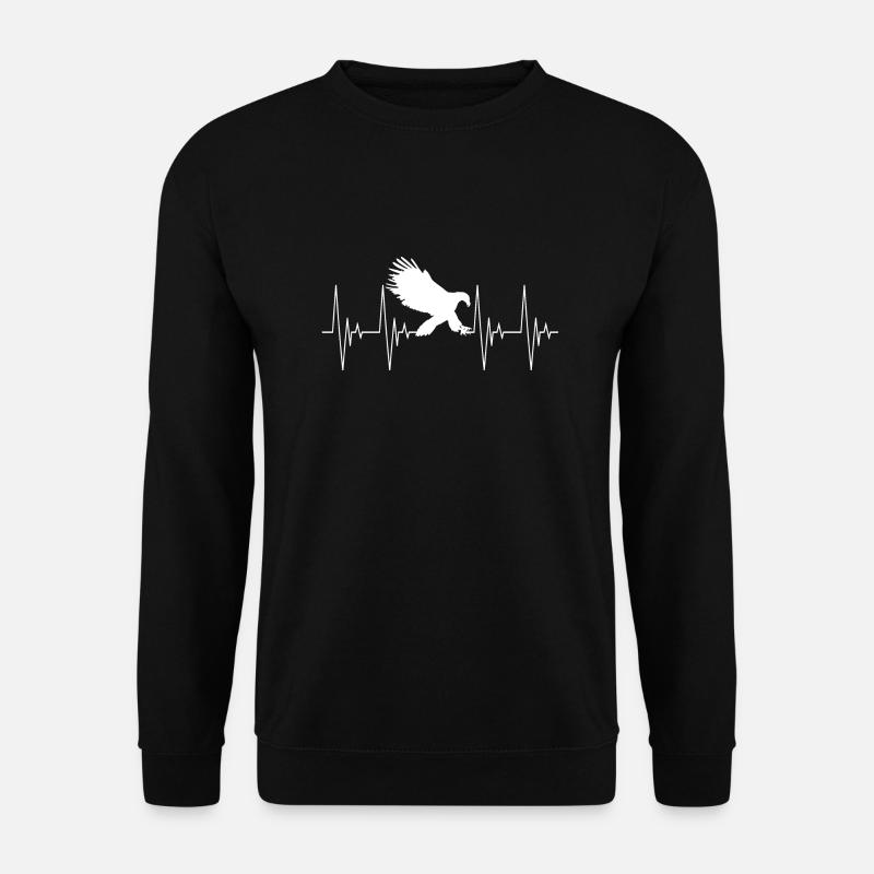 Adler weiß Herzschlag Tiere Vogel Greifvogel EKG - Unisex Pullover - Schwarz