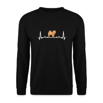 Heartbeat Chow Chow - Unisex Pullover - Schwarz - Vorne - Alina (178cm) & Michal (187cm)