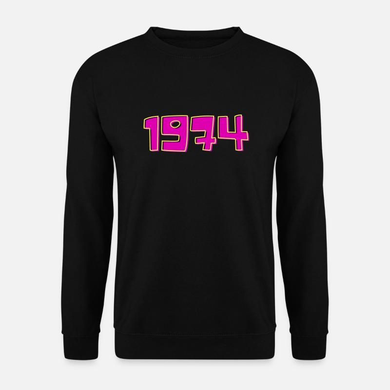Jahr 1974 Rosa und Gelb - Unisex Pullover - Schwarz