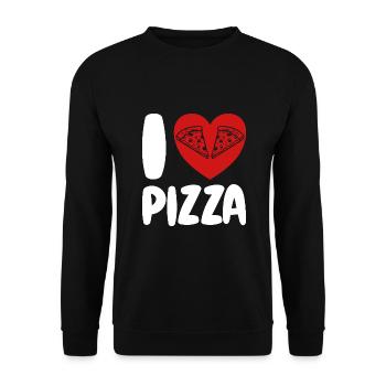 I love Pizza - Unisex Pullover - Schwarz - Vorne - Alina (178cm) & Michal (187cm)