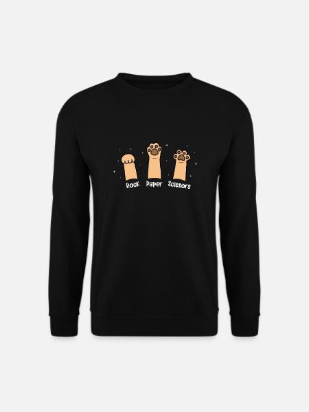 Schere-Stein-Papier-Handspiel Niedliche Katze mit Lustigem - Unisex Pullover - Schwarz