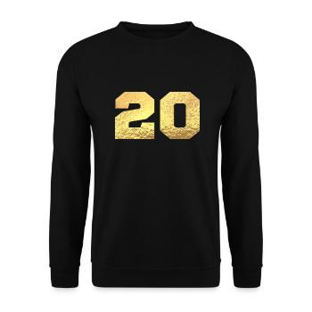 Nummer 20 Gold Glitter - 20-jähriges Jubiläum - Unisex Pullover - Schwarz - Vorne - Alina (178cm) & Michal (187cm)
