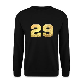 Numéro 29 paillettes doré - 29e anniversaire - Sweat-shirt Unisexe - noir - Devant - Alina (178cm) & Michal (187cm)