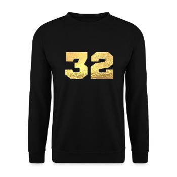 Numéro 32 paillettes doré - 32e anniversaire - Sweat-shirt Unisexe - noir - Devant - Alina (178cm) & Michal (187cm)