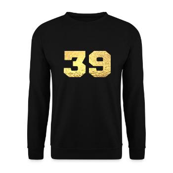 Numéro 39 paillettes doré - 39e anniversaire - Sweat-shirt Unisexe - noir - Devant - Alina (178cm) & Michal (187cm)