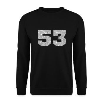 Number 53 Silver Glitter - 53rd Anniversary - Unisex Sweatshirt - black - Front - Alina (178cm) & Michal (187cm)