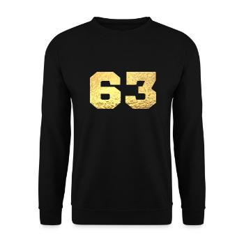 Number 63 Gold Glitter - 63rd Anniversary - Unisex Sweatshirt - black - Front - Alina (178cm) & Michal (187cm)