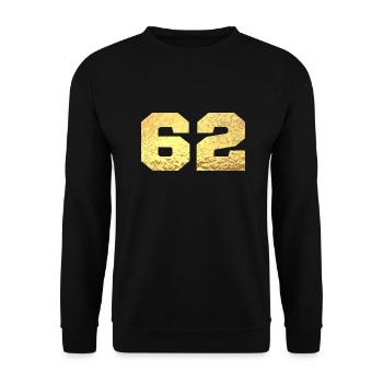 Number 62 Gold Glitter - 62nd Anniversary - Unisex Sweatshirt - black - Front - Alina (178cm) & Michal (187cm)