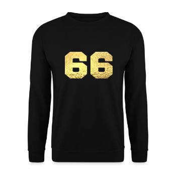Numéro 66 paillettes doré - 66e anniversaire - Sweat-shirt Unisexe - noir - Devant - Alina (178cm) & Michal (187cm)