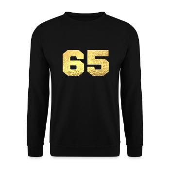 Number 65 Gold Glitter - 65th Anniversary - Unisex Sweatshirt - black - Front - Alina (178cm) & Michal (187cm)