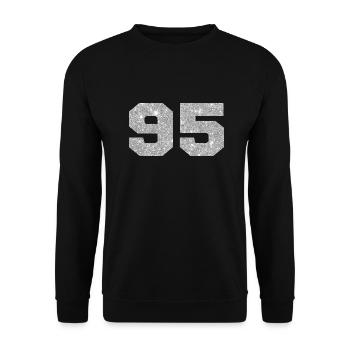Number 95 Silver Glitter - 95th Anniversary - Unisex Sweatshirt - black - Front - Alina (178cm) & Michal (187cm)