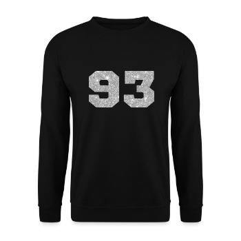 Numéro 93 paillettes argenté - 93e anniversaire - Sweat-shirt Unisexe - noir - Devant - Alina (178cm) & Michal (187cm)
