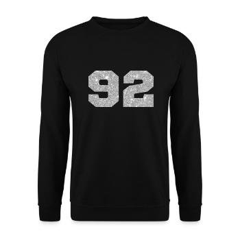 Number 92 Silver Glitter - 92nd Birthday - Unisex Sweatshirt - black - Front - Alina (178cm) & Michal (187cm)
