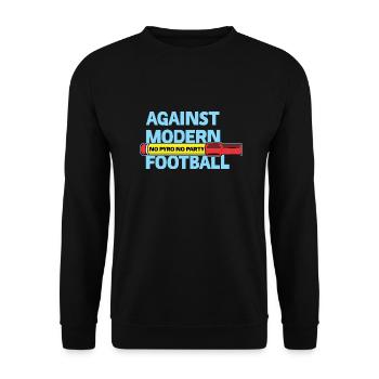 Against Modern Football No Pyro No Party - Unisex Sweatshirt - black - Front - Alina (178cm) & Michal (187cm)