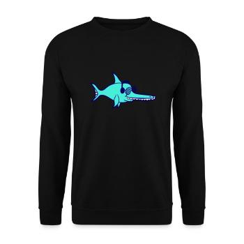 Cool DJ Shark Sawfish Shark Fish Party Music - Unisex Sweatshirt - black - Front - Alina (178cm) & Michal (187cm)
