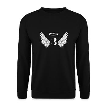 Numéro 3 ange - 3e anniversaire ailes - Sweat-shirt Unisexe - noir - Devant - Alina (178cm) & Michal (187cm)