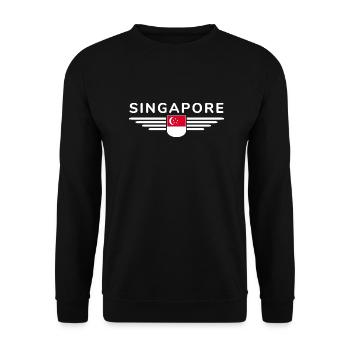 Singapur Fan Outfit Design T Shirt - Unisex Pullover - Schwarz - Vorne - Alina (178cm) & Michal (187cm)